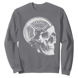 Skull 45 lbs Plate Weight Lifting Gym Workout Sweatshirt TS11 Charcoal Print Your Wear
