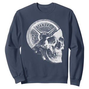 Skull 45 lbs Plate Weight Lifting Gym Workout Sweatshirt TS11 Navy Print Your Wear