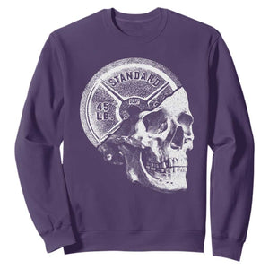 Skull 45 lbs Plate Weight Lifting Gym Workout Sweatshirt TS11 Purple Print Your Wear