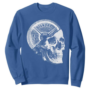 Skull 45 lbs Plate Weight Lifting Gym Workout Sweatshirt TS11 Royal Blue Print Your Wear