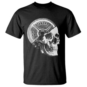 Skull 45 lbs Plate Weight Lifting Gym Workout T Shirt TS11 Black Print Your Wear