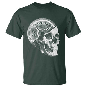 Skull 45 lbs Plate Weight Lifting Gym Workout T Shirt TS11 Dark Forest Green Print Your Wear