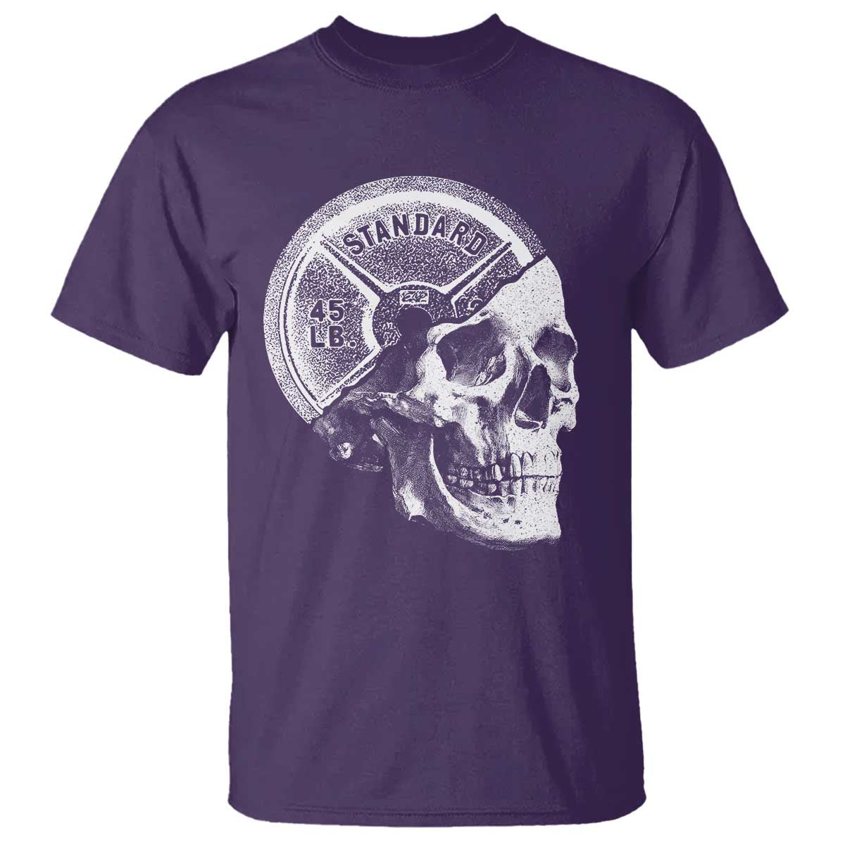 Skull 45 lbs Plate Weight Lifting Gym Workout T Shirt TS11 Purple Print Your Wear