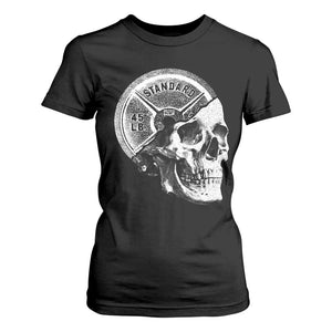 Skull 45 lbs Plate Weight Lifting Gym Workout T Shirt For Women TS11 Black Print Your Wear