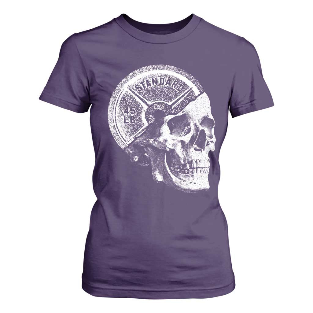 Skull 45 lbs Plate Weight Lifting Gym Workout T Shirt For Women TS11 Purple Print Your Wear