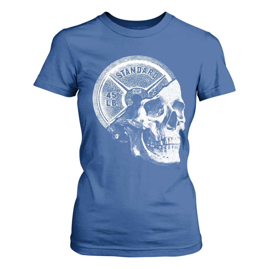 Skull 45 lbs Plate Weight Lifting Gym Workout T Shirt For Women TS11 Royal Blue Print Your Wear