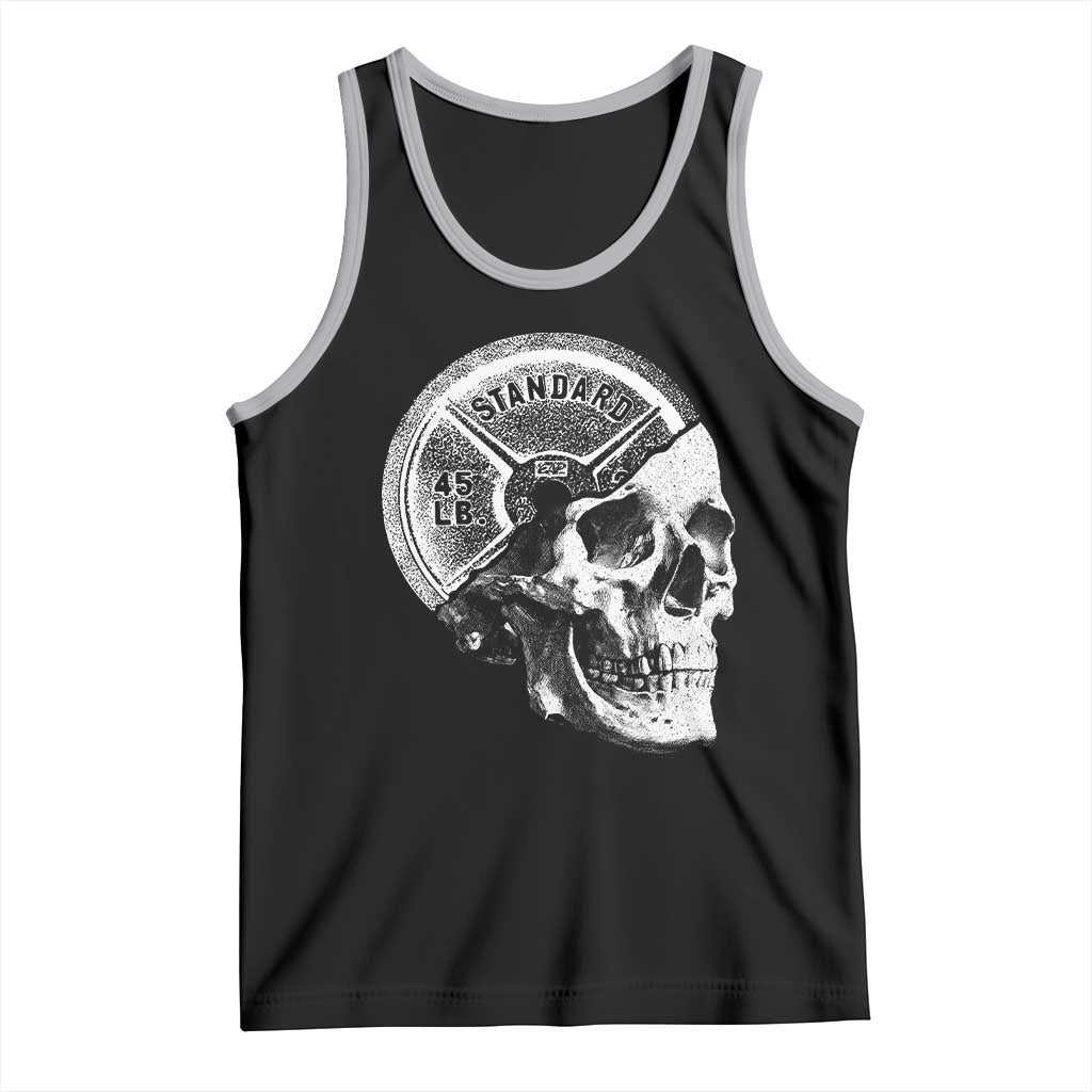 Skull 45 lbs Plate Weight Lifting Gym Workout Tank Top TS11 Black Athletic Heather Print Your Wear