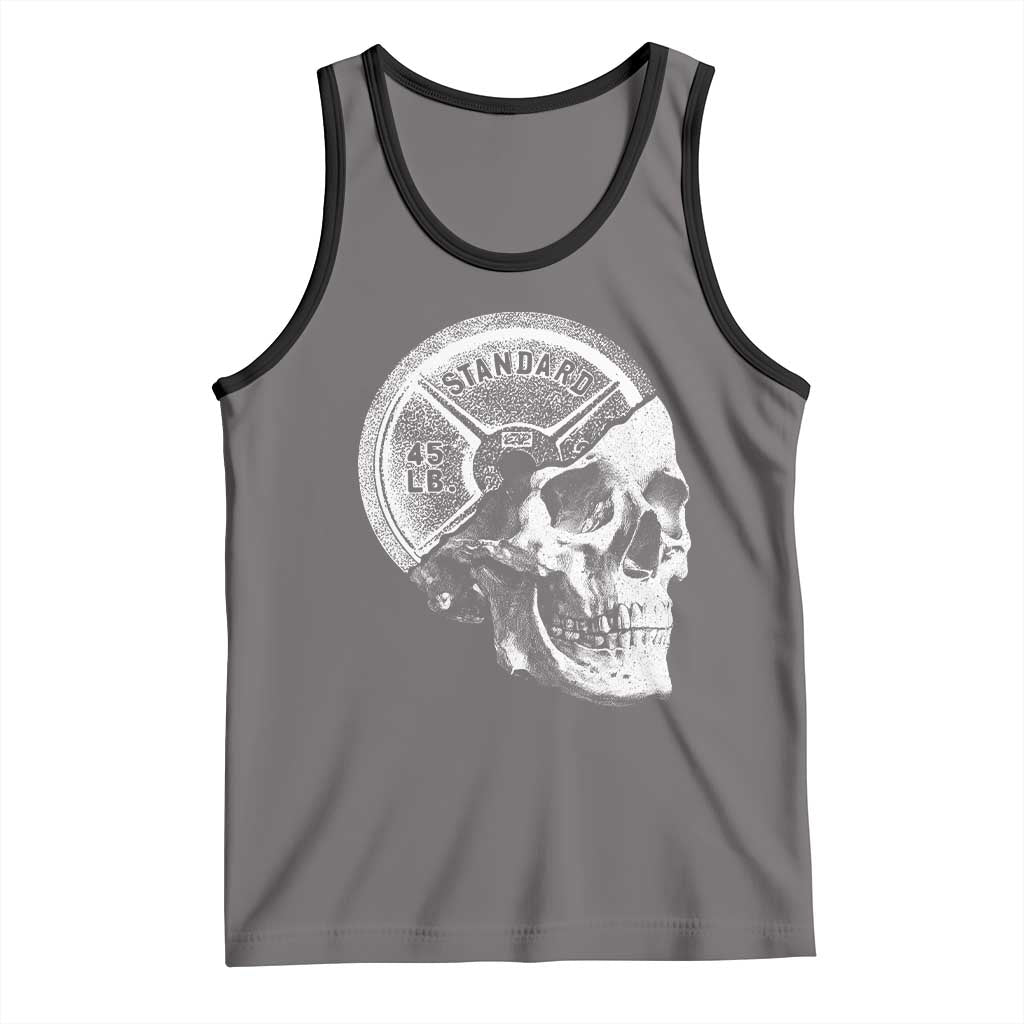Skull 45 lbs Plate Weight Lifting Gym Workout Tank Top TS11 Deep Heather Black Print Your Wear