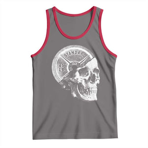 Skull 45 lbs Plate Weight Lifting Gym Workout Tank Top TS11 Deep Heather Red Print Your Wear