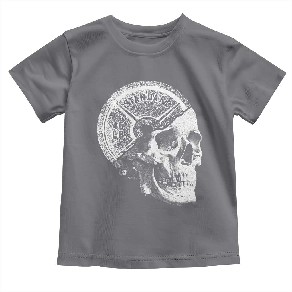 Skull 45 lbs Plate Weight Lifting Gym Workout Toddler T Shirt TS11 Charcoal Print Your Wear