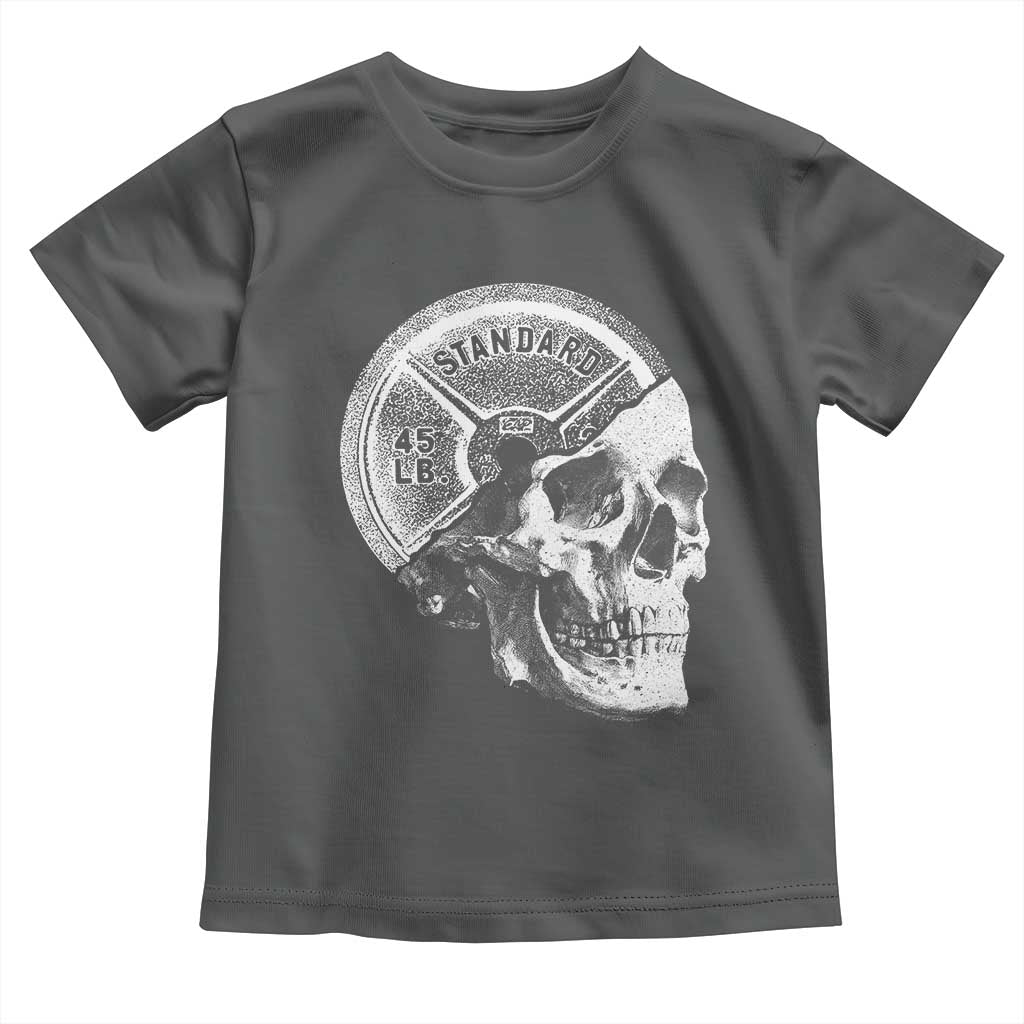 Skull 45 lbs Plate Weight Lifting Gym Workout Toddler T Shirt TS11 Dark Heather Print Your Wear