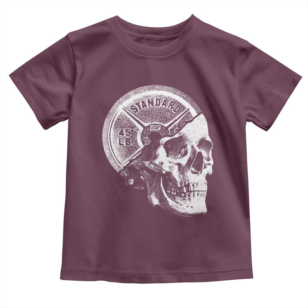Skull 45 lbs Plate Weight Lifting Gym Workout Toddler T Shirt TS11 Maroon Print Your Wear
