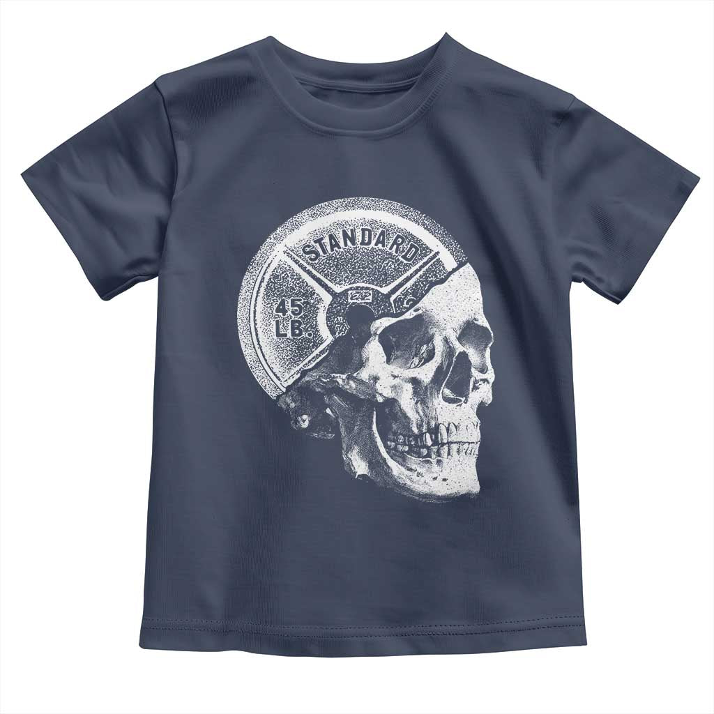 Skull 45 lbs Plate Weight Lifting Gym Workout Toddler T Shirt TS11 Navy Print Your Wear