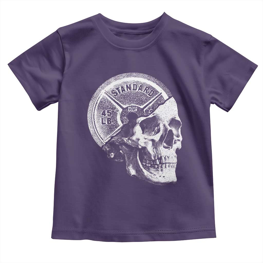 Skull 45 lbs Plate Weight Lifting Gym Workout Toddler T Shirt TS11 Purple Print Your Wear