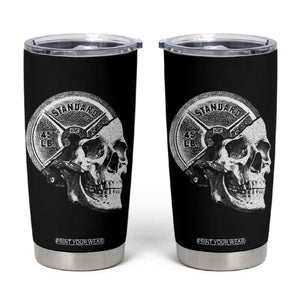 Skull 45 lbs Plate Weight Lifting Gym Workout Tumbler Cup TS11 Black Print Your Wear