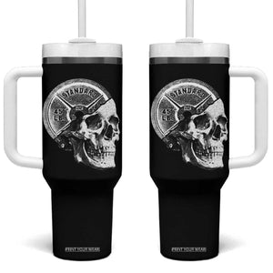 Skull 45 lbs Plate Weight Lifting Gym Workout Tumbler With Handle TS11 One Size: 40 oz Black Print Your Wear