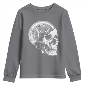 Skull 45 lbs Plate Weight Lifting Gym Workout Youth Sweatshirt TS11 Charcoal Print Your Wear