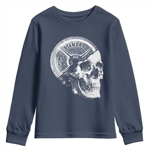 Skull 45 lbs Plate Weight Lifting Gym Workout Youth Sweatshirt TS11 Navy Print Your Wear
