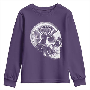 Skull 45 lbs Plate Weight Lifting Gym Workout Youth Sweatshirt TS11 Purple Print Your Wear