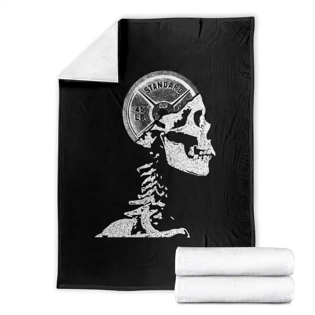 Funny Skeleton 45 lbs Plate Weight Lifting Gym Working Out Throw Blanket TS11 Black Print Your Wear