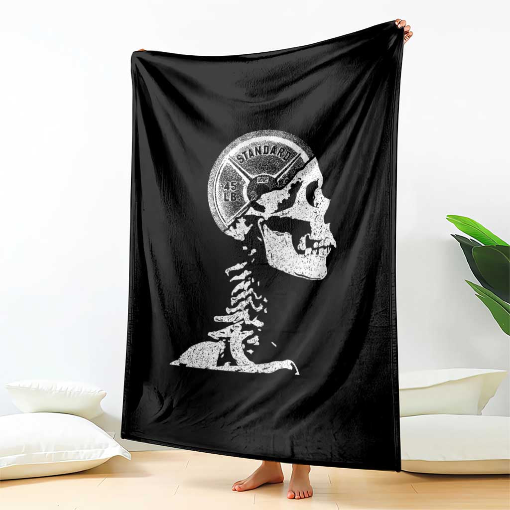 Funny Skeleton 45 lbs Plate Weight Lifting Gym Working Out Throw Blanket TS11 Print Your Wear