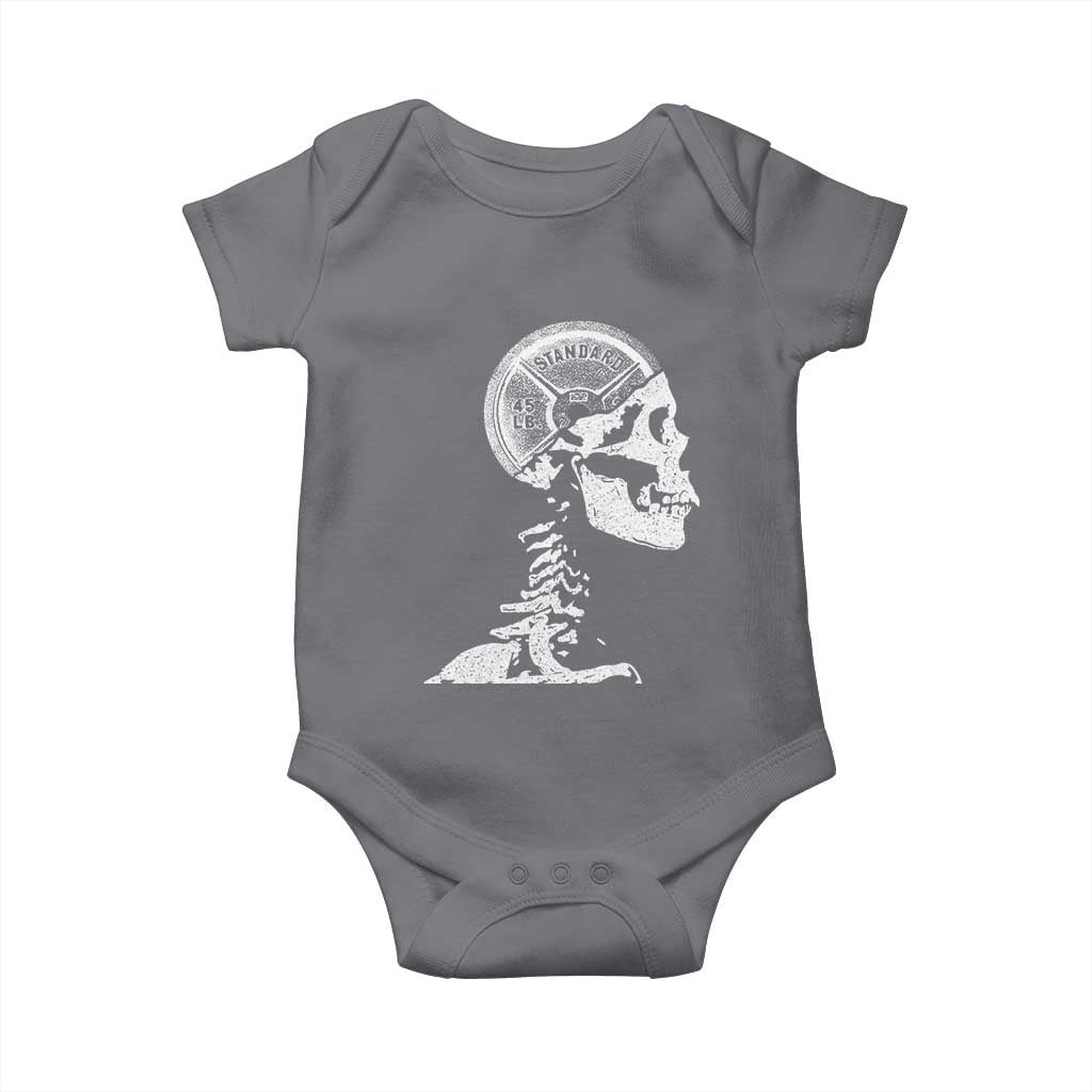 Funny Skeleton 45 lbs Plate Weight Lifting Gym Working Out Baby Onesie TS11 Charcoal Print Your Wear