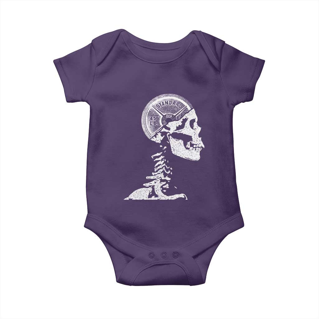 Funny Skeleton 45 lbs Plate Weight Lifting Gym Working Out Baby Onesie TS11 Purple Print Your Wear