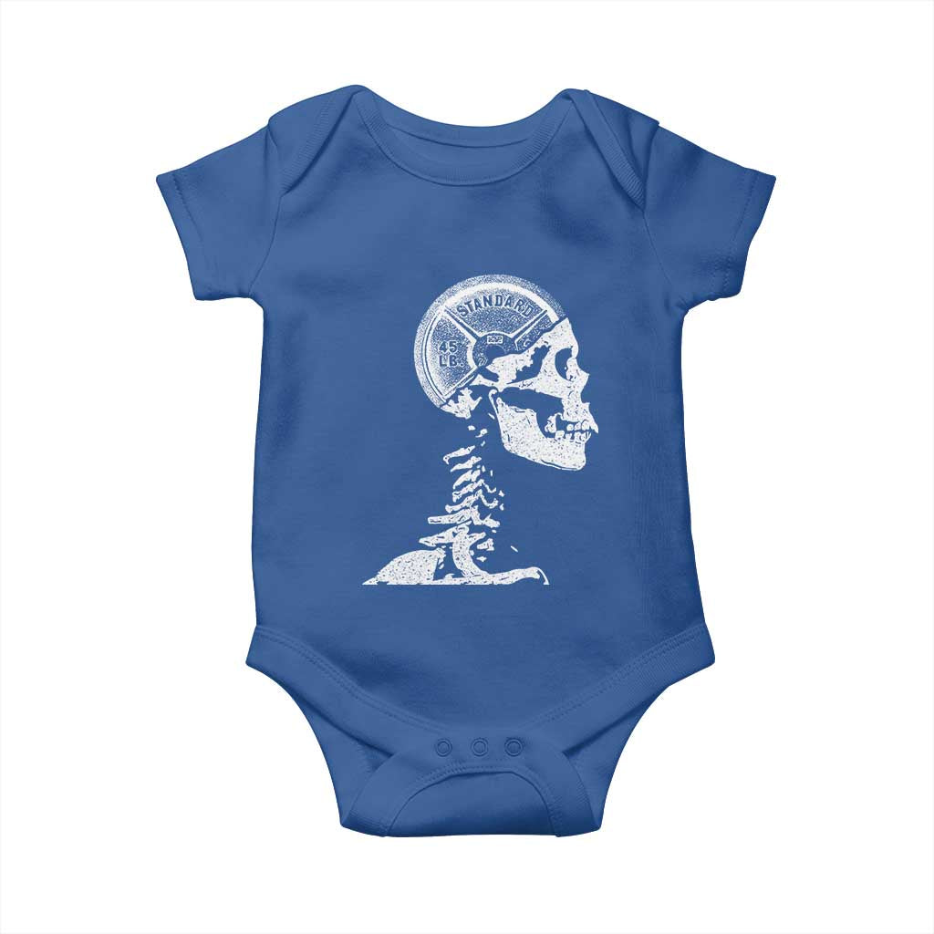 Funny Skeleton 45 lbs Plate Weight Lifting Gym Working Out Baby Onesie TS11 Royal Blue Print Your Wear