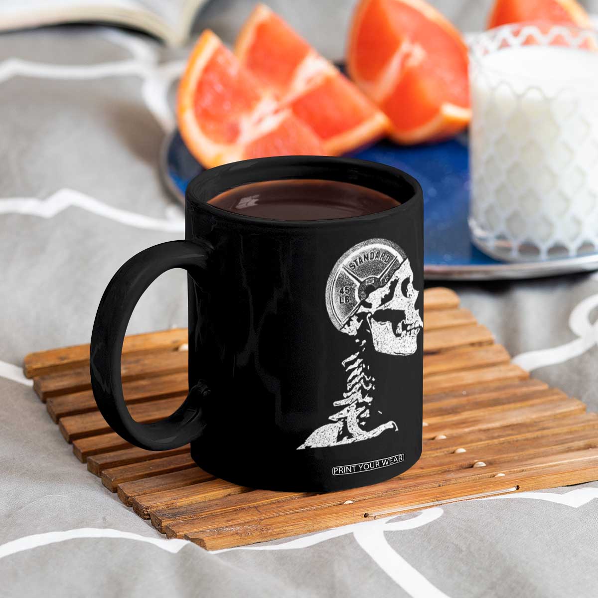 Funny Skeleton 45 lbs Plate Weight Lifting Gym Working Out Coffee Mug TS11 Print Your Wear