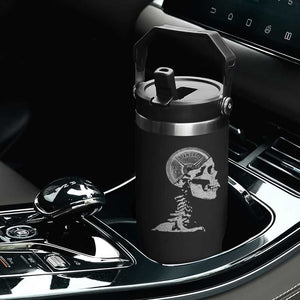 Funny Skeleton 45 lbs Plate Weight Lifting Gym Working Out Flip Straw Tumbler TS11 Print Your Wear