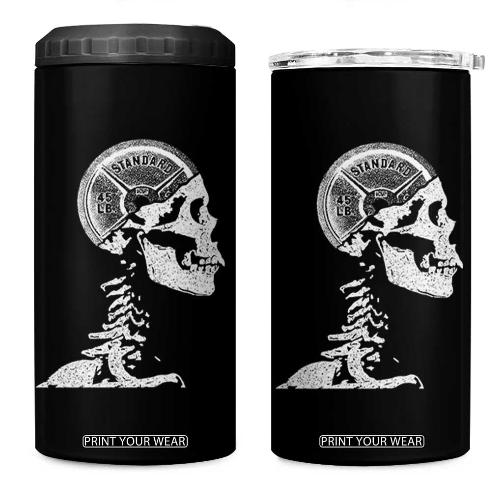 Funny Skeleton 45 lbs Plate Weight Lifting Gym Working Out 4 in 1 Can Cooler Tumbler TS11 One Size: 16 oz Black Print Your Wear