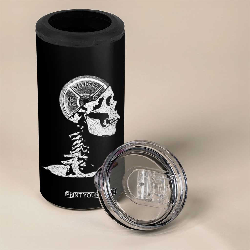 Funny Skeleton 45 lbs Plate Weight Lifting Gym Working Out 4 in 1 Can Cooler Tumbler TS11 Print Your Wear