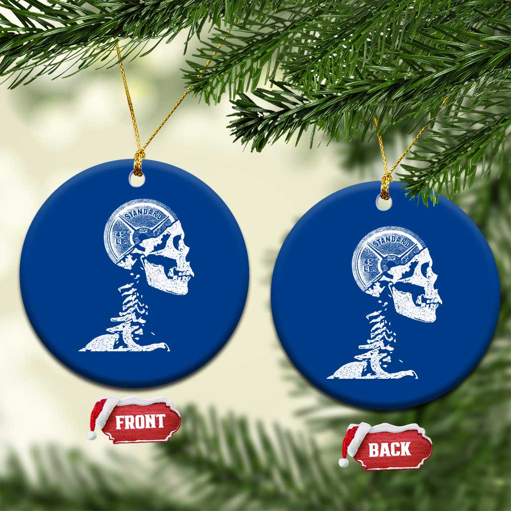 Funny Skeleton 45 lbs Plate Weight Lifting Gym Working Out Ceramic Ornament TS11 1pc Blue Print Your Wear