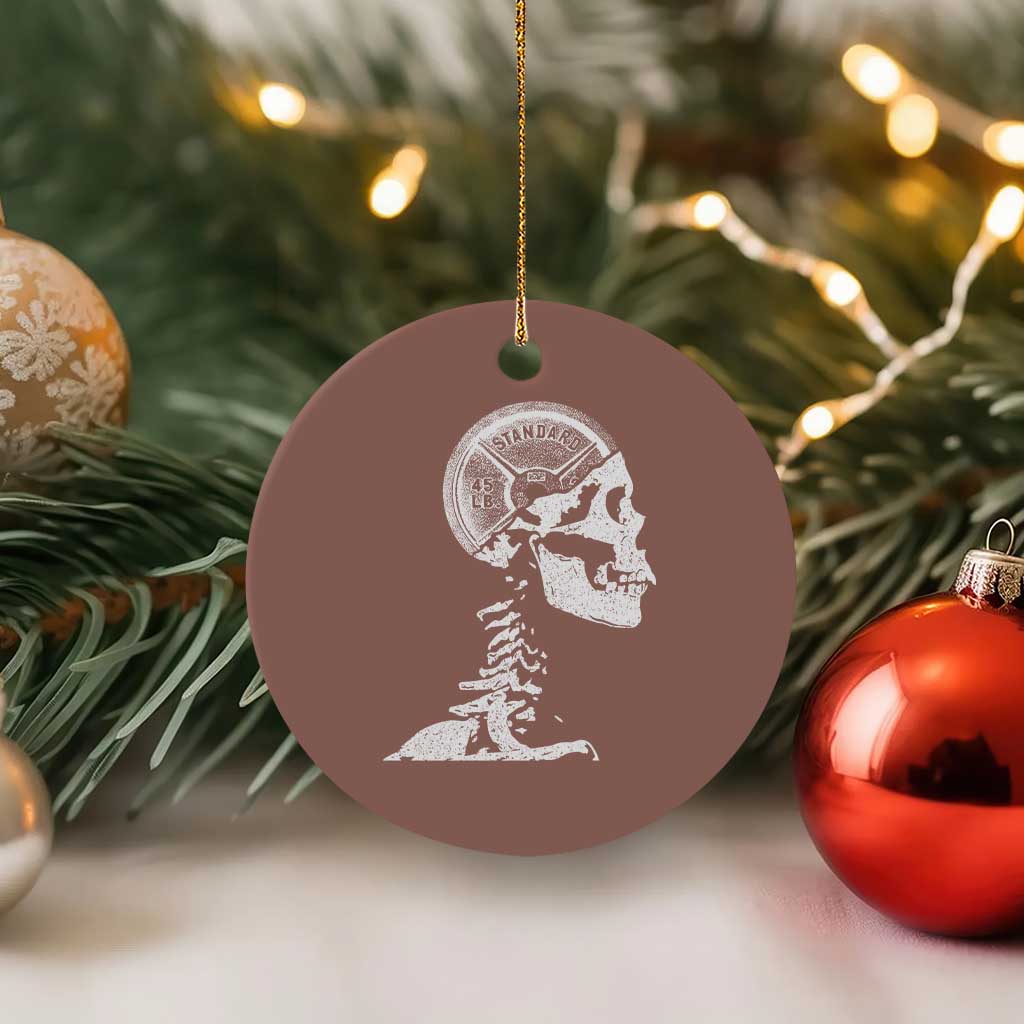 Funny Skeleton 45 lbs Plate Weight Lifting Gym Working Out Ceramic Ornament TS11 1pc Mocha Print Your Wear