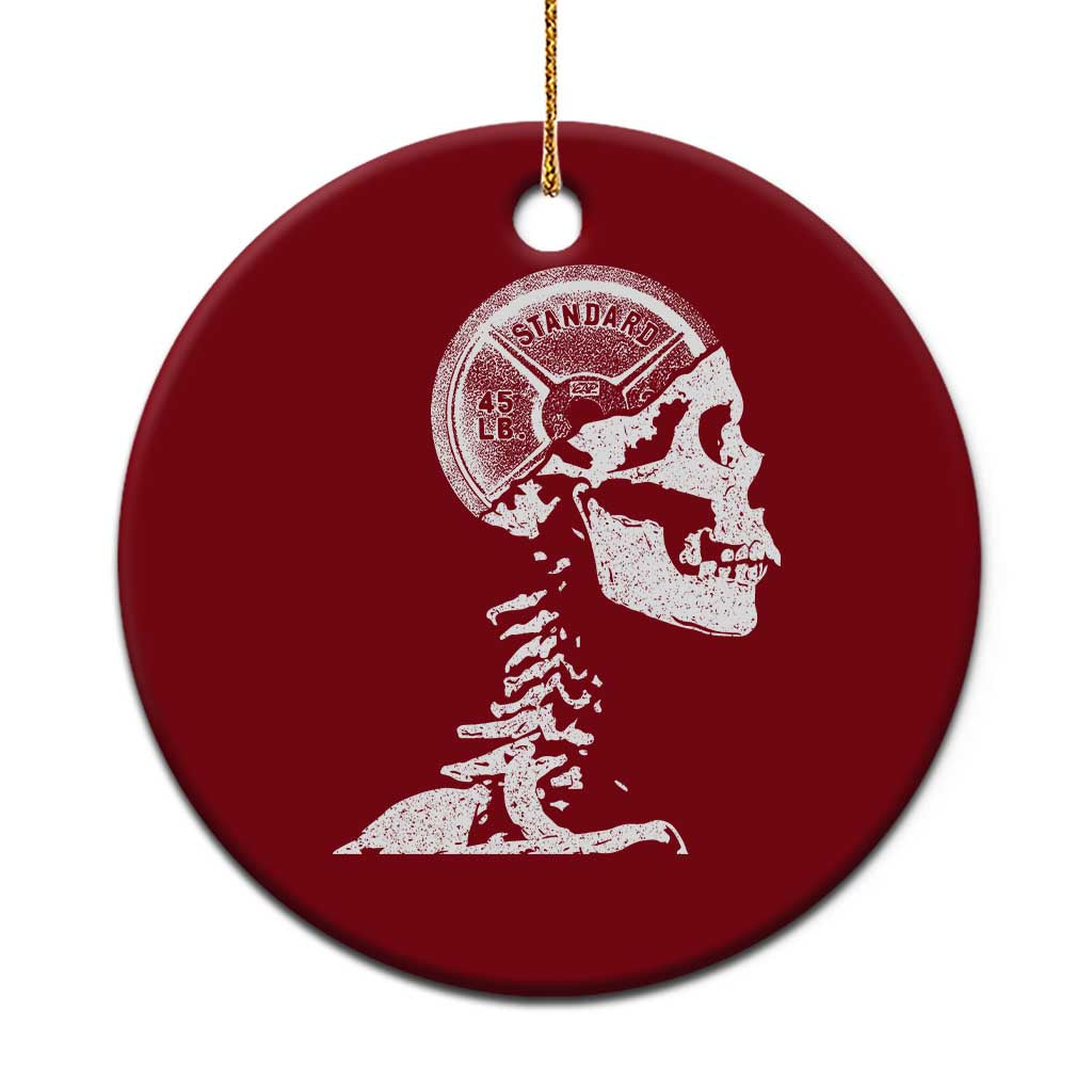 Funny Skeleton 45 lbs Plate Weight Lifting Gym Working Out Ceramic Ornament TS11 1pc Red Print Your Wear