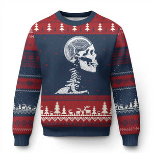 Funny Skeleton 45 lbs Plate Weight Lifting Gym Working Out Ugly Christmas Sweater TS11 Navy Red Print Your Wear