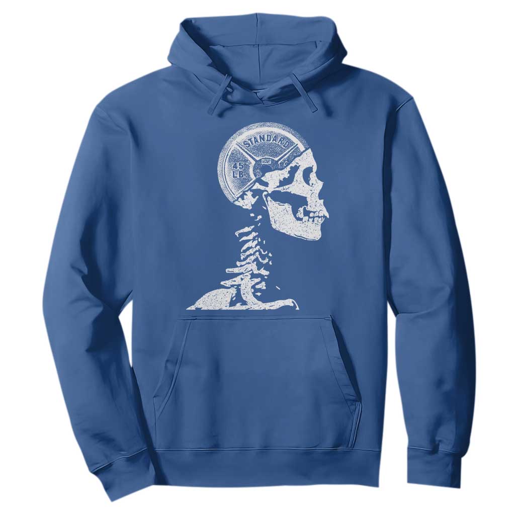 Funny Skeleton 45 lbs Plate Weight Lifting Gym Working Out Hoodie TS11 Royal Blue Print Your Wear