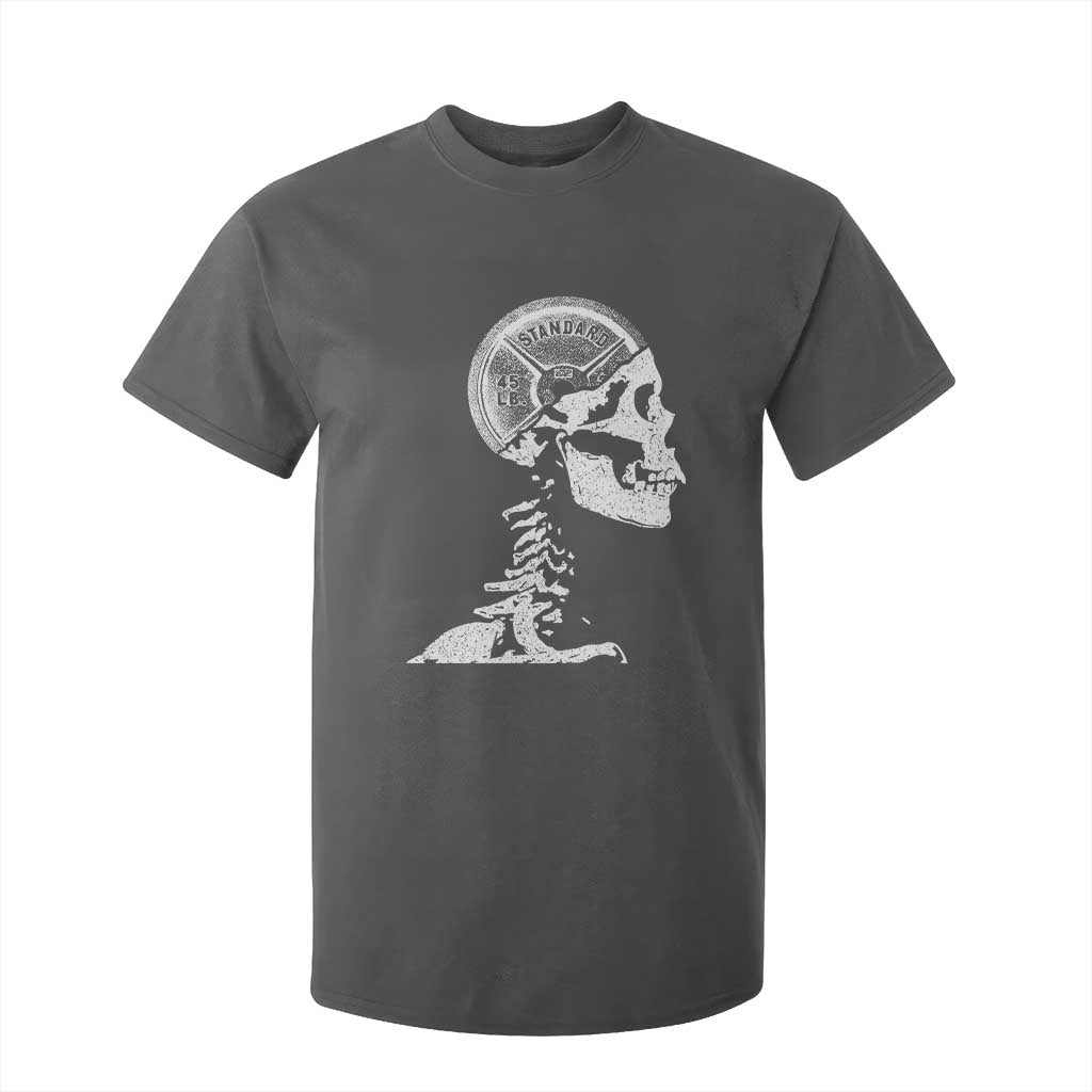Funny Skeleton 45 lbs Plate Weight Lifting Gym Working Out T Shirt For Kid TS11 Dark Heather Print Your Wear