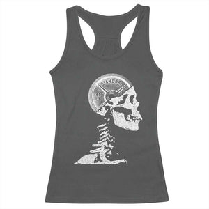 Funny Skeleton 45 lbs Plate Weight Lifting Gym Working Out Racerback Tank Top TS11 Dark Heather Print Your Wear