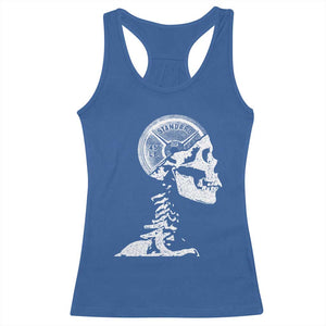 Funny Skeleton 45 lbs Plate Weight Lifting Gym Working Out Racerback Tank Top TS11 Royal Blue Print Your Wear