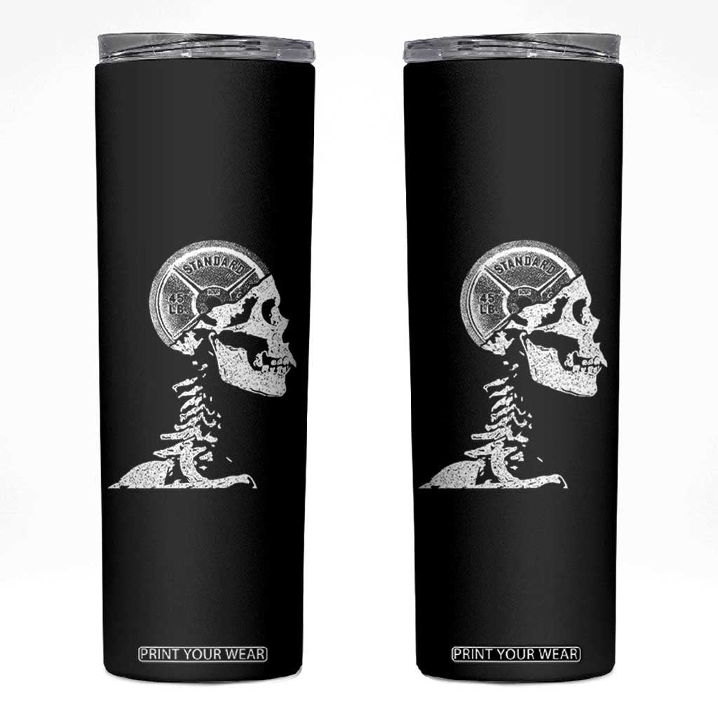 Funny Skeleton 45 lbs Plate Weight Lifting Gym Working Out Skinny Tumbler TS11 Black Print Your Wear
