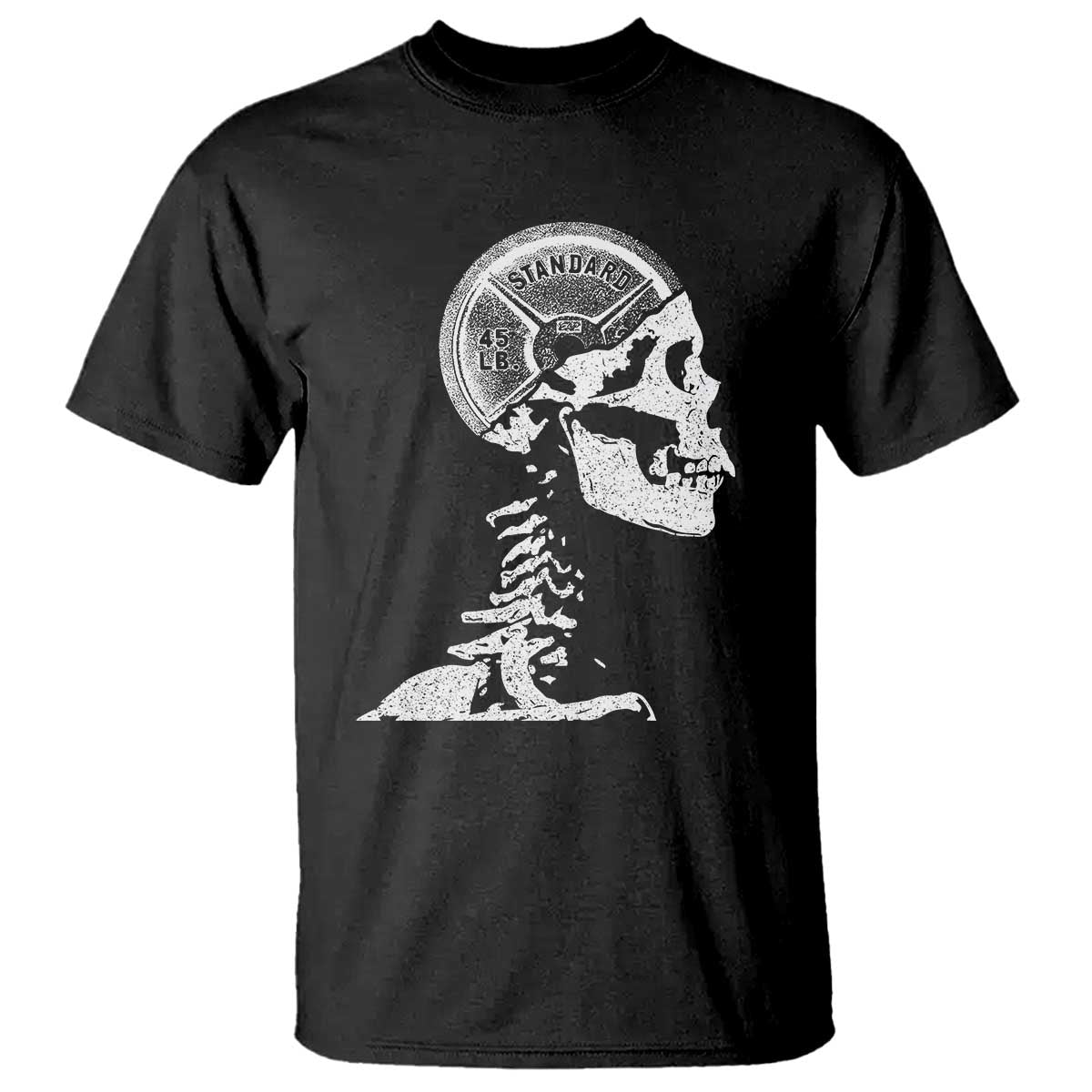 Funny Skeleton 45 lbs Plate Weight Lifting Gym Working Out T Shirt TS11 Black Print Your Wear