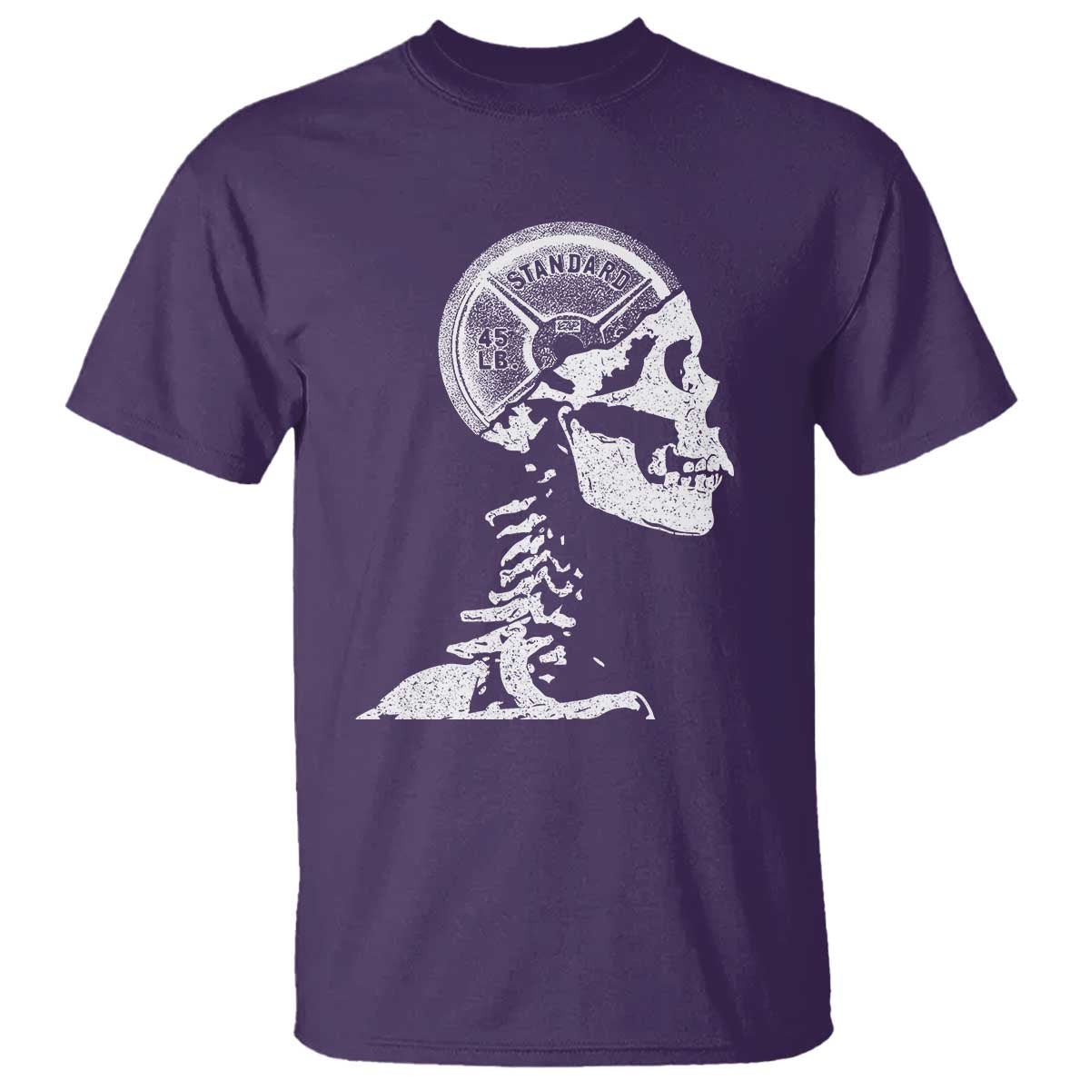 Funny Skeleton 45 lbs Plate Weight Lifting Gym Working Out T Shirt TS11 Purple Print Your Wear