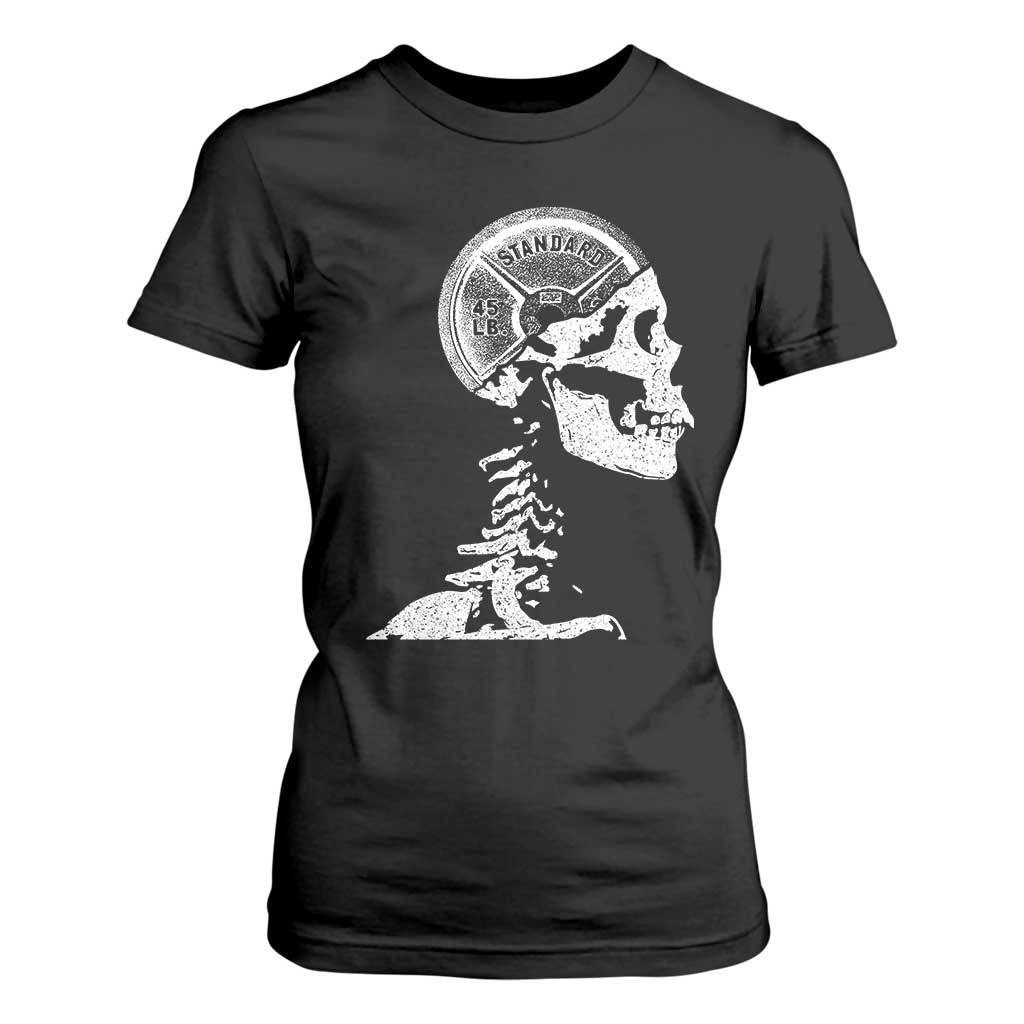 Funny Skeleton 45 lbs Plate Weight Lifting Gym Working Out T Shirt For Women TS11 Black Print Your Wear