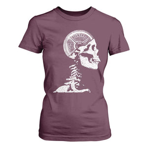 Funny Skeleton 45 lbs Plate Weight Lifting Gym Working Out T Shirt For Women TS11 Maroon Print Your Wear