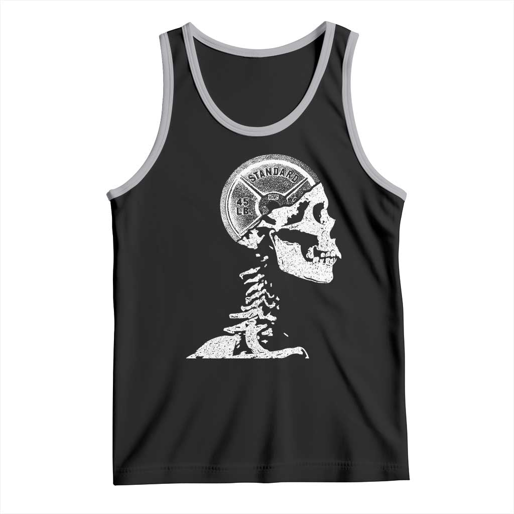 Funny Skeleton 45 lbs Plate Weight Lifting Gym Working Out Tank Top TS11 Black Athletic Heather Print Your Wear