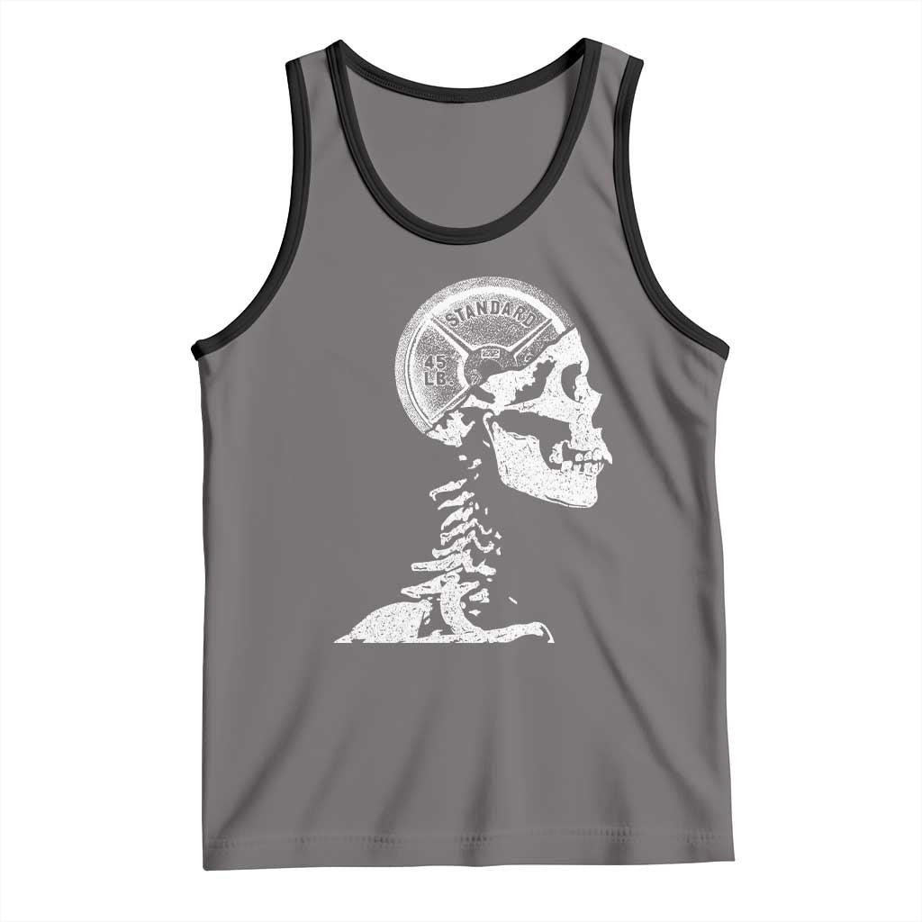 Funny Skeleton 45 lbs Plate Weight Lifting Gym Working Out Tank Top TS11 Deep Heather Black Print Your Wear
