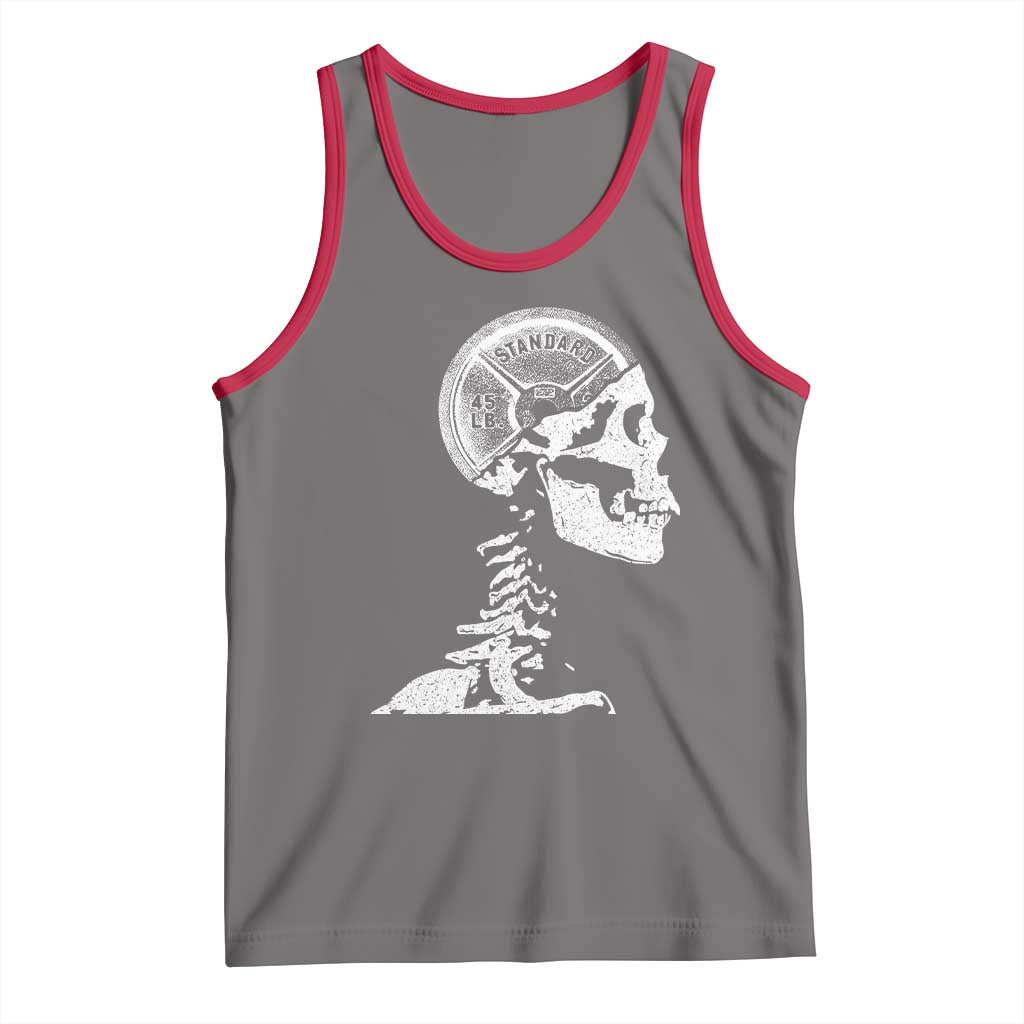 Funny Skeleton 45 lbs Plate Weight Lifting Gym Working Out Tank Top TS11 Deep Heather Red Print Your Wear