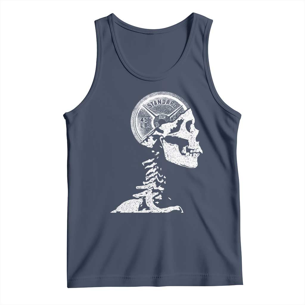 Funny Skeleton 45 lbs Plate Weight Lifting Gym Working Out Tank Top TS11 Navy Print Your Wear