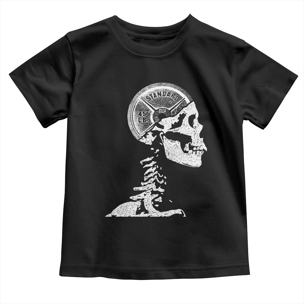 Funny Skeleton 45 lbs Plate Weight Lifting Gym Working Out Toddler T Shirt TS11 Black Print Your Wear